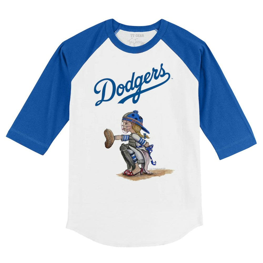 Los Angeles Dodgers Tiny Turnip Youth Kate 3/4-Sleeve Raglan T-Shirt - White/Royal