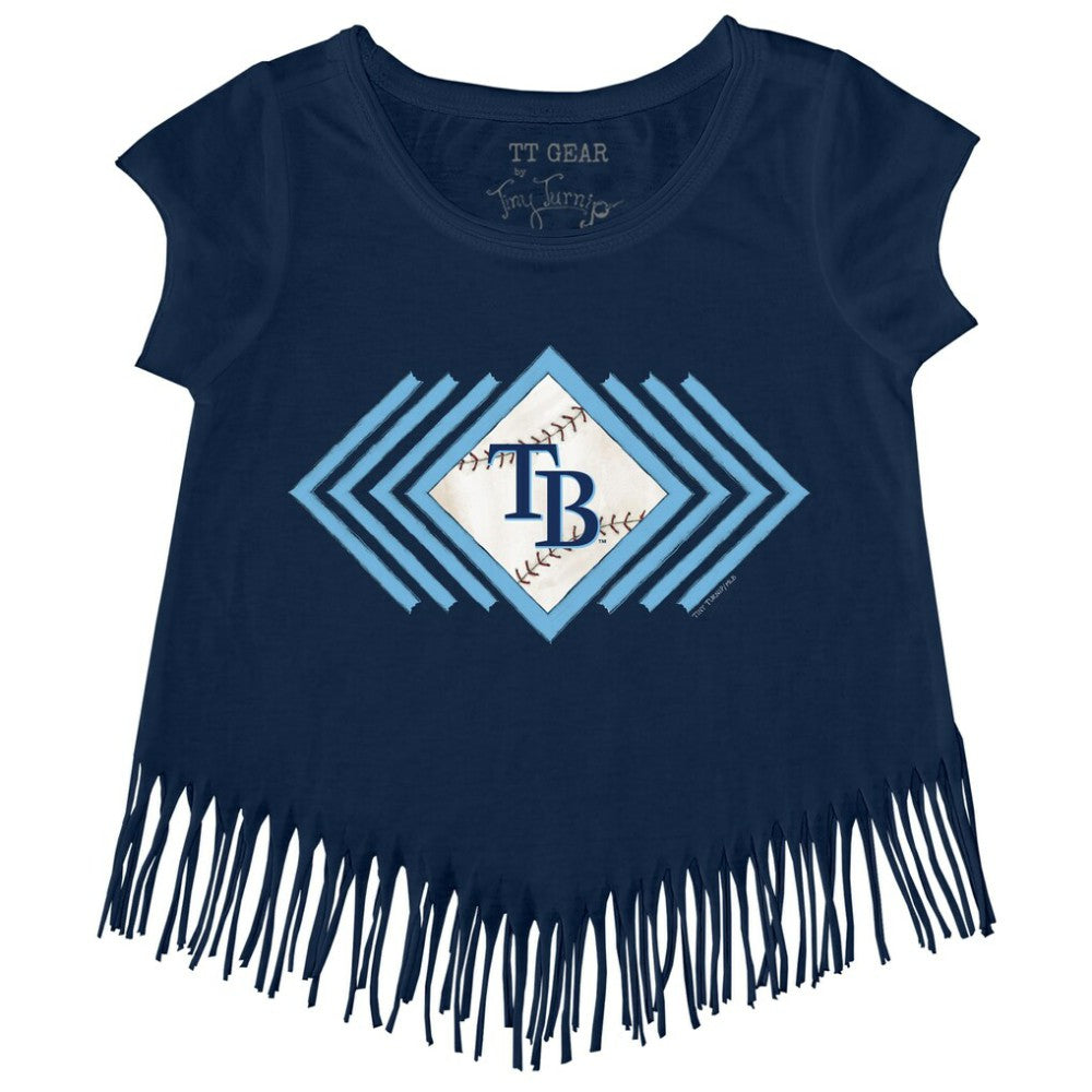 Tampa Bay Rays Tiny Turnip Girls Youth Prism Arrows Fringe T-Shirt - Navy