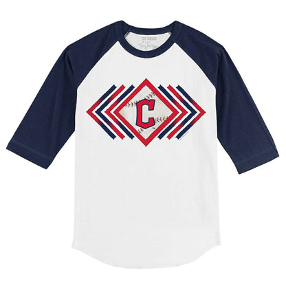 Cleveland Guardians Tiny Turnip Youth Prism Arrows 3/4-Sleeve Raglan T-Shirt - White/Navy