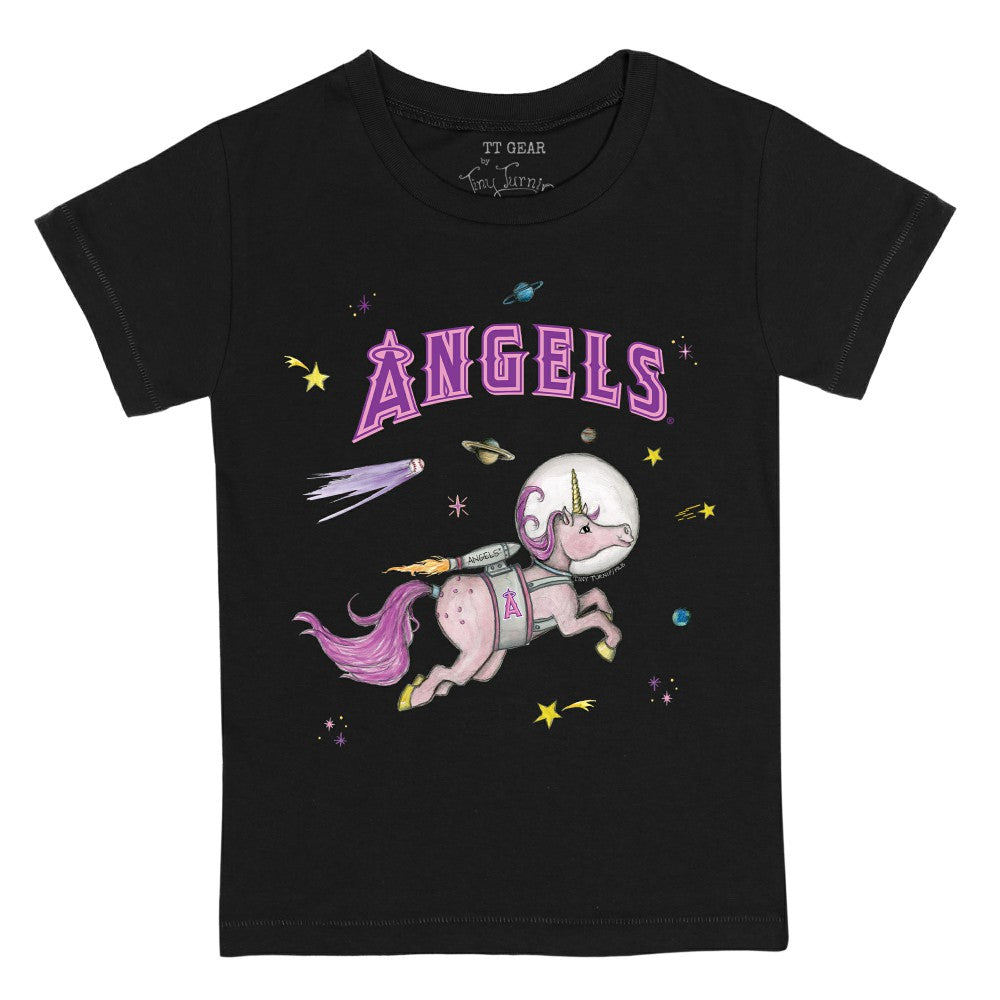 Los Angeles Angels Tiny Turnip Youth Space Unicorn T-Shirt - Black