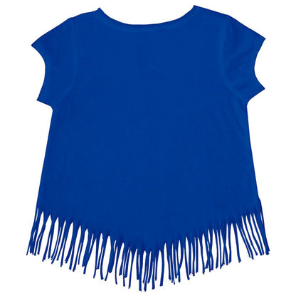 Los Angeles Dodgers Tiny Turnip Girls Youth Stacked Fringe T-Shirt - Royal