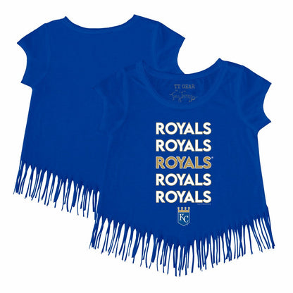 Kansas City Royals Tiny Turnip Girls Youth Stacked Fringe T-Shirt - Royal