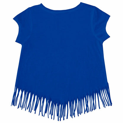 Kansas City Royals Tiny Turnip Girls Youth Stacked Fringe T-Shirt - Royal
