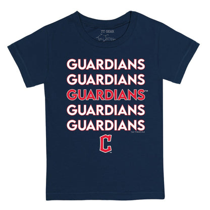 Cleveland Guardians Tiny Turnip Youth Stacked T-Shirt - Navy