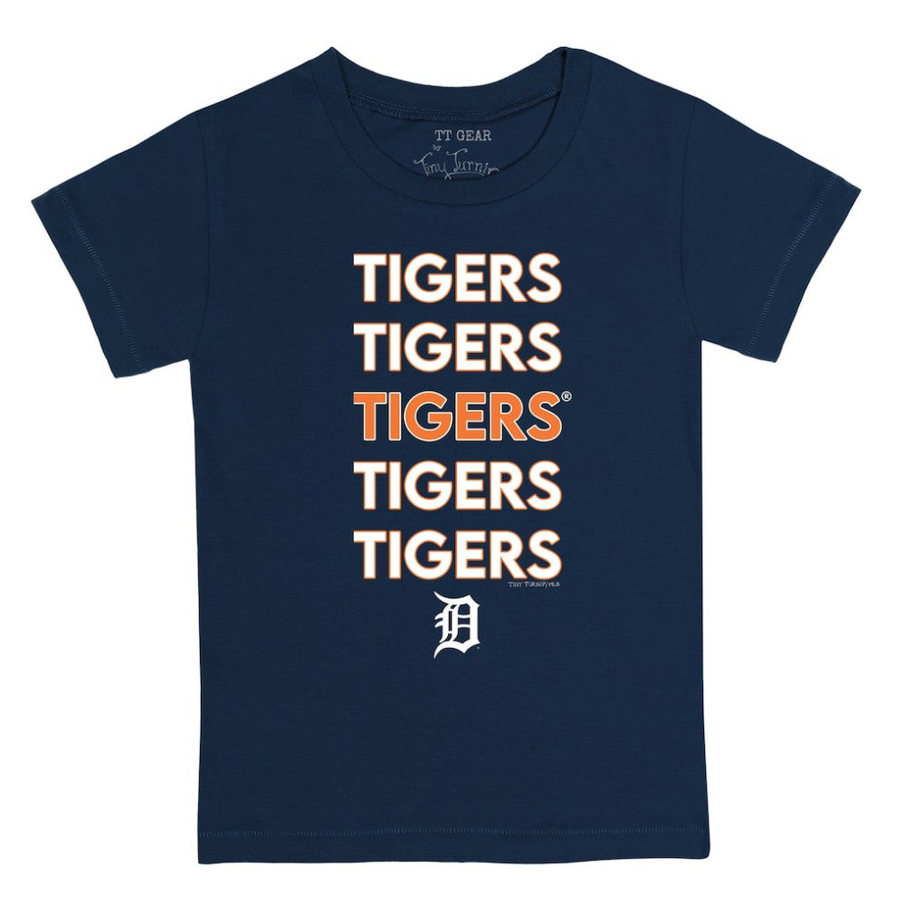 Detroit Tigers Tiny Turnip Youth Stacked T-Shirt - Navy