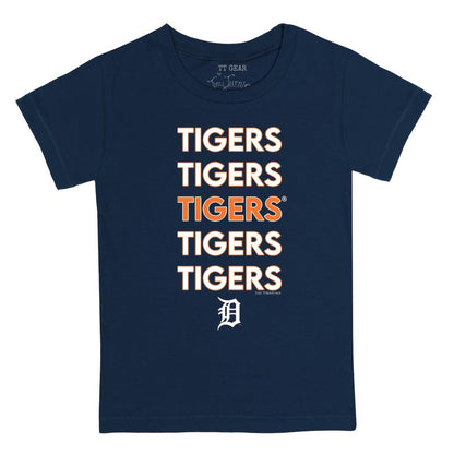 Detroit Tigers Tiny Turnip Youth Stacked T-Shirt - Navy