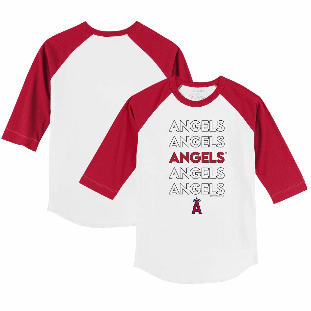 Los Angeles Angels Tiny Turnip Youth Stacked 3/4-Sleeve Raglan T-Shirt - White/Red