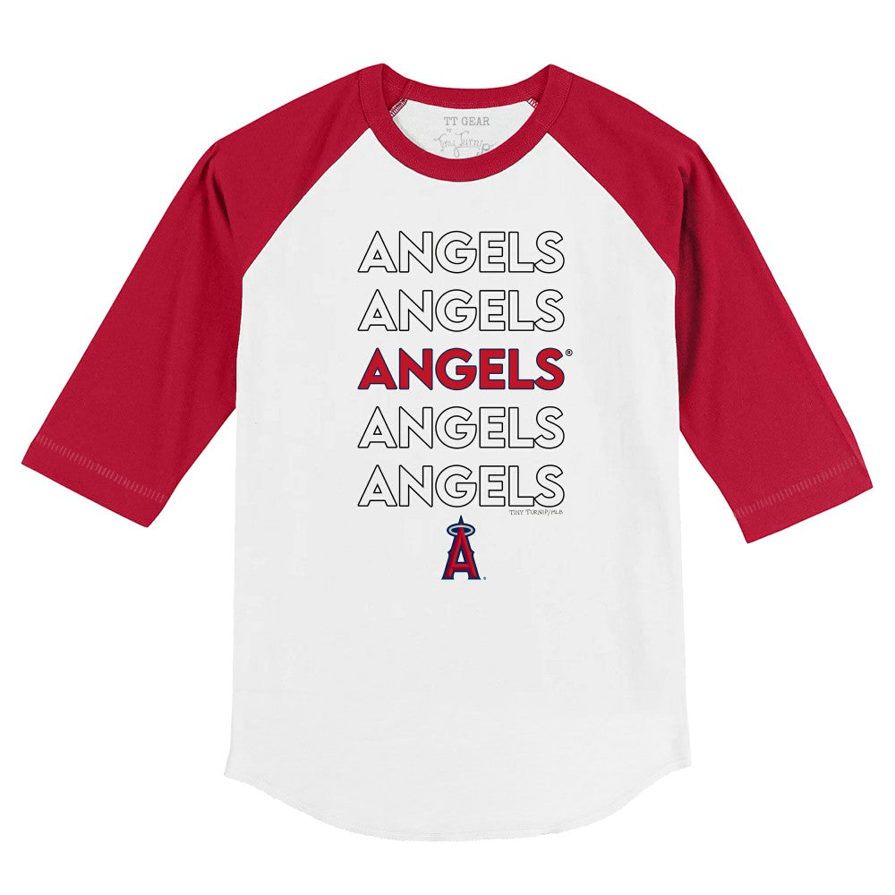 Los Angeles Angels Tiny Turnip Youth Stacked 3/4-Sleeve Raglan T-Shirt - White/Red