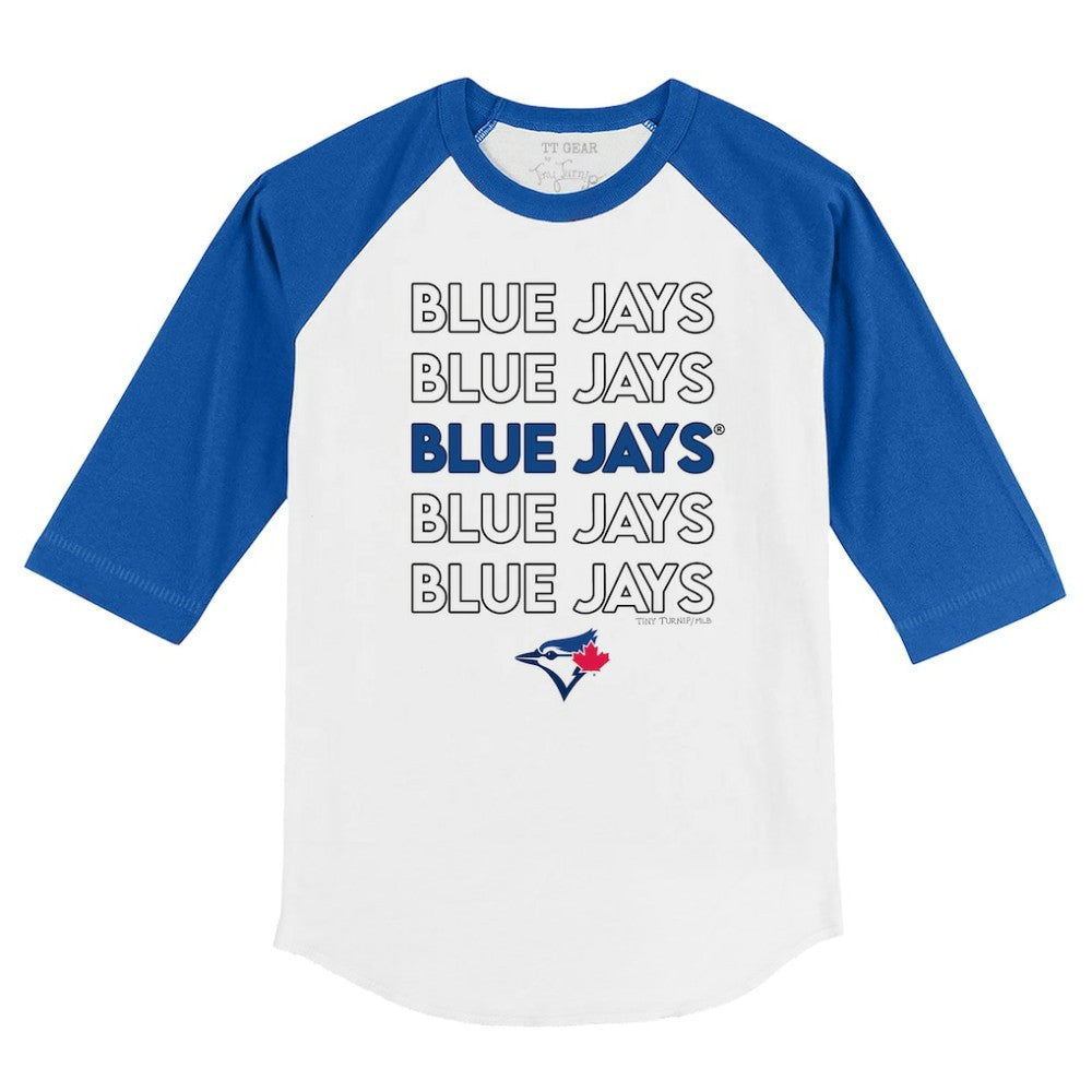 Toronto Blue Jays Tiny Turnip Youth Stacked 3/4-Sleeve Raglan T-Shirt - White/Royal