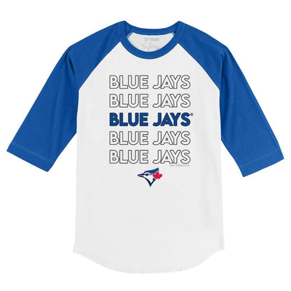Toronto Blue Jays Tiny Turnip Youth Stacked 3/4-Sleeve Raglan T-Shirt - White/Royal