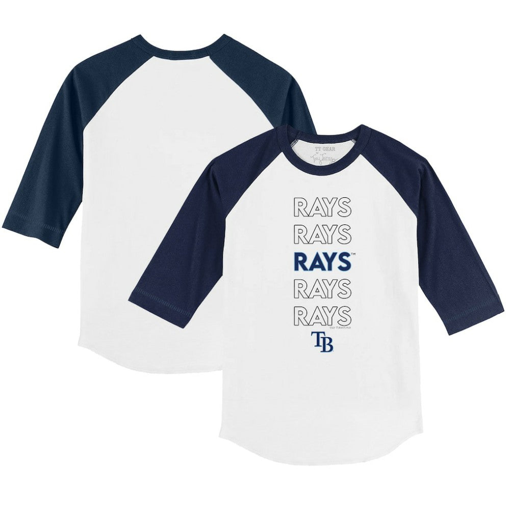 Tampa Bay Rays Tiny Turnip Youth Stacked 3/4-Sleeve Raglan T-Shirt - White/Navy