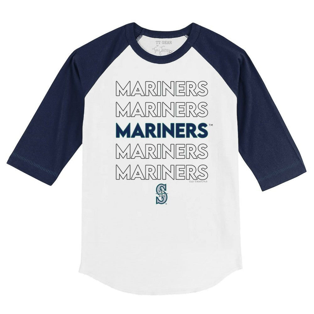 Seattle Mariners Tiny Turnip Youth Stacked 3/4-Sleeve Raglan T-Shirt - White/Navy