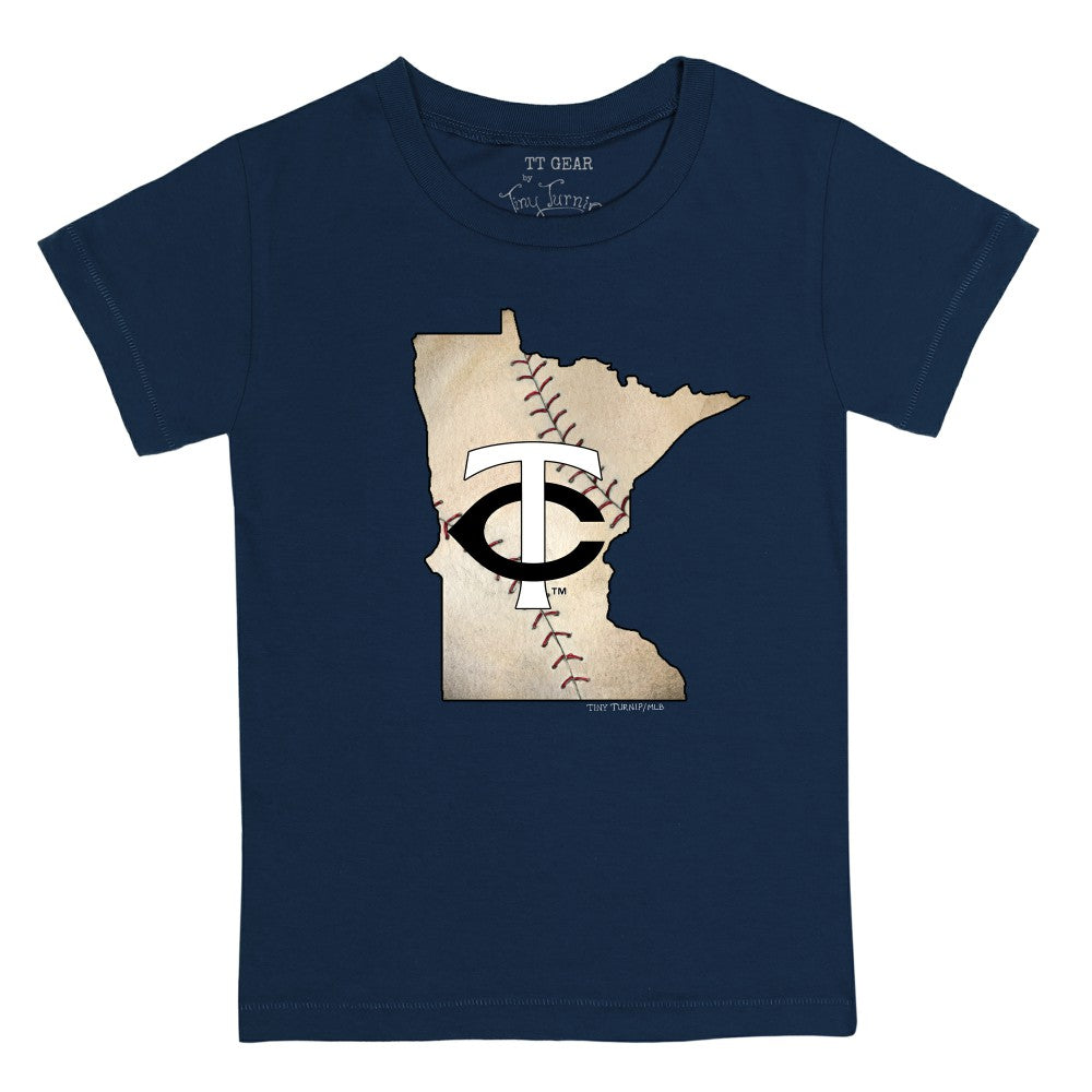 Minnesota Twins Tiny Turnip Youth State Outline T-Shirt - Navy