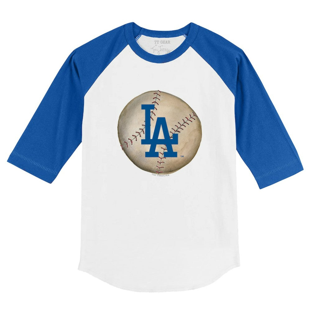 Los Angeles Dodgers Tiny Turnip Youth Stitched Baseball 3/4-Sleeve Raglan T-Shirt - White/Royal