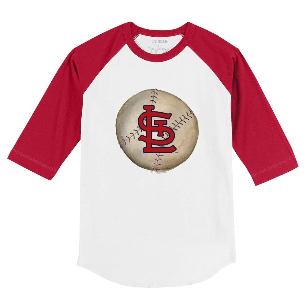 St. Louis Cardinals Tiny Turnip Youth Stitched Baseball 3/4-Sleeve Raglan T-Shirt - White/Red