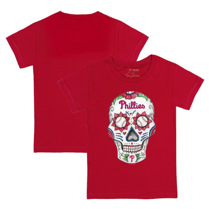 Philadelphia Phillies Tiny Turnip Youth Sugar Skull T-Shirt - Red