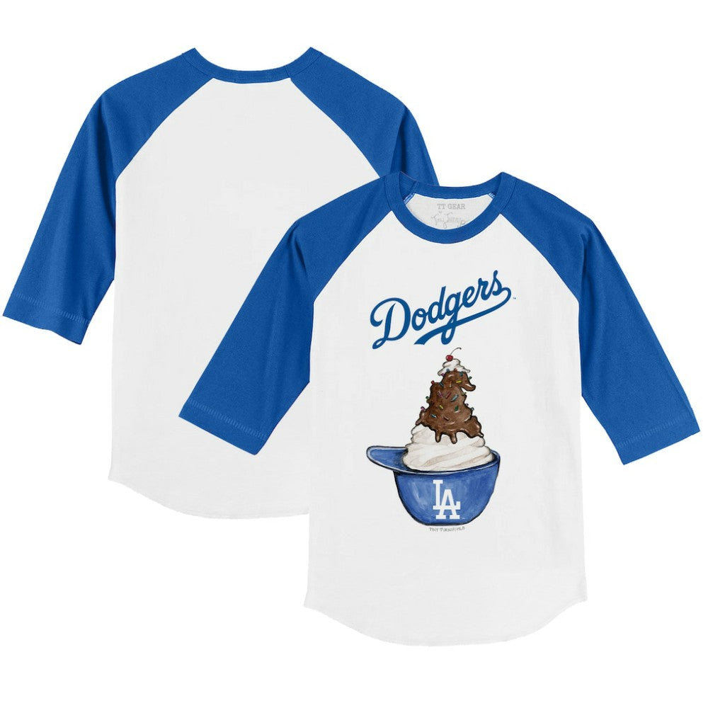 Los Angeles Dodgers Tiny Turnip Youth Sundae Helmet 3/4-Sleeve Raglan T-Shirt - White/Royal