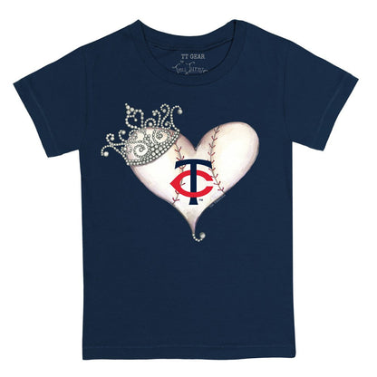 Minnesota Twins Tiny Turnip Youth Tiara Heart T-Shirt - Navy