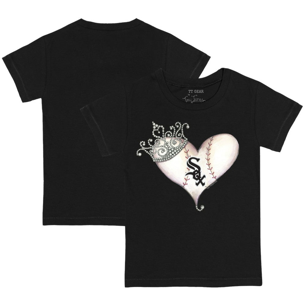 Chicago White Sox Tiny Turnip Youth Tiara Heart T-Shirt - Black
