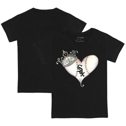 Chicago White Sox Tiny Turnip Youth Tiara Heart T-Shirt - Black