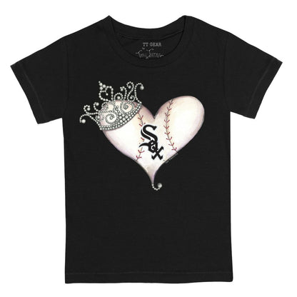 Chicago White Sox Tiny Turnip Youth Tiara Heart T-Shirt - Black
