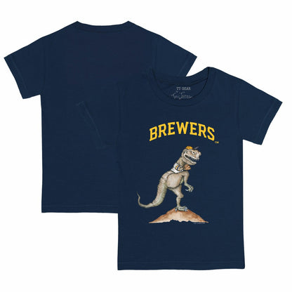 Milwaukee Brewers Tiny Turnip Youth TT Rex T-Shirt - Navy