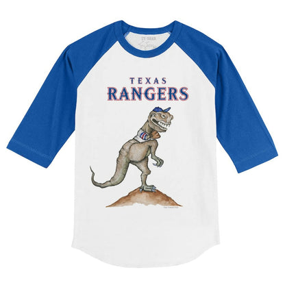 Texas Rangers Tiny Turnip Youth TT Rex 3/4-Sleeve Raglan T-Shirt - White/Royal