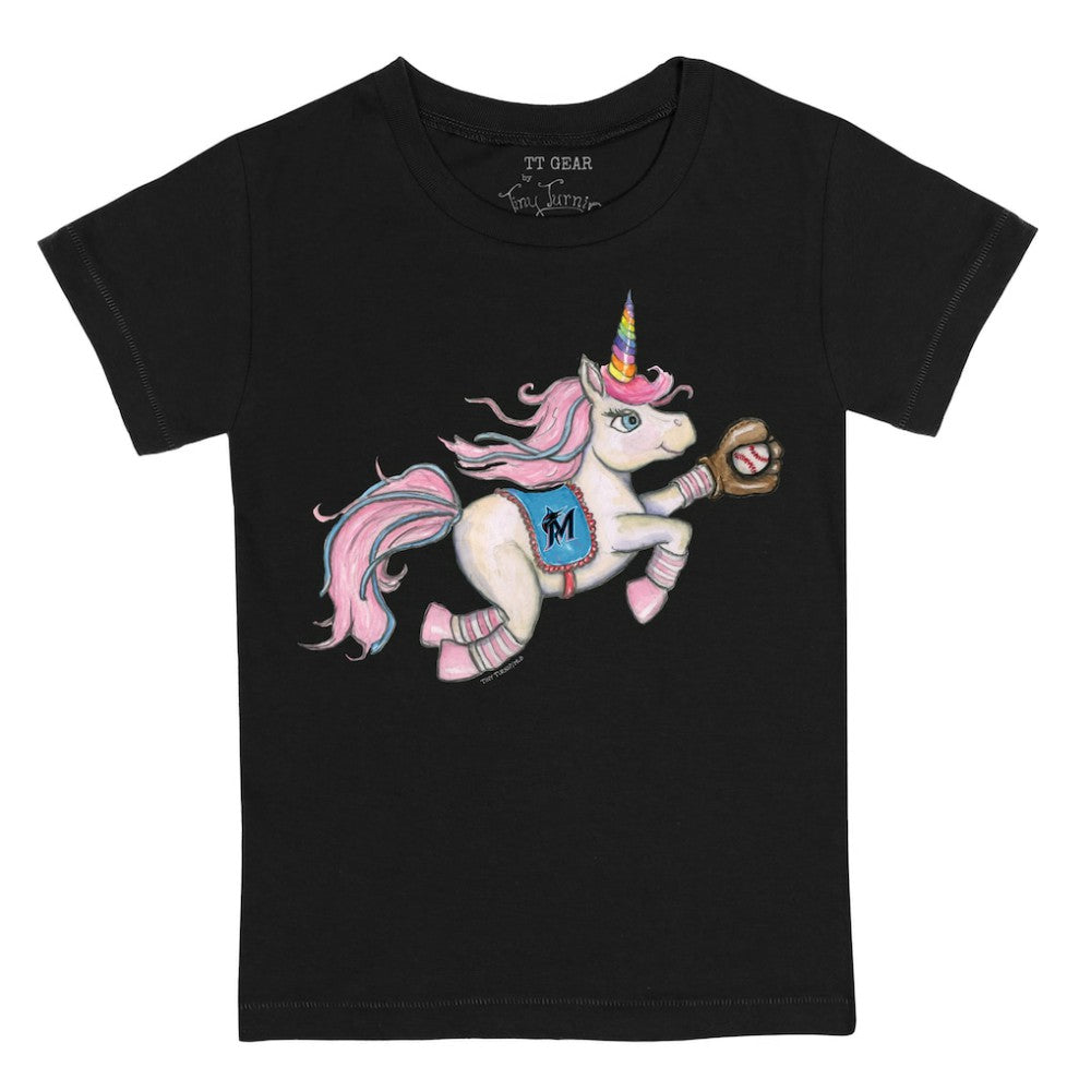 Miami Marlins Tiny Turnip Youth Unicorn T-Shirt - Black