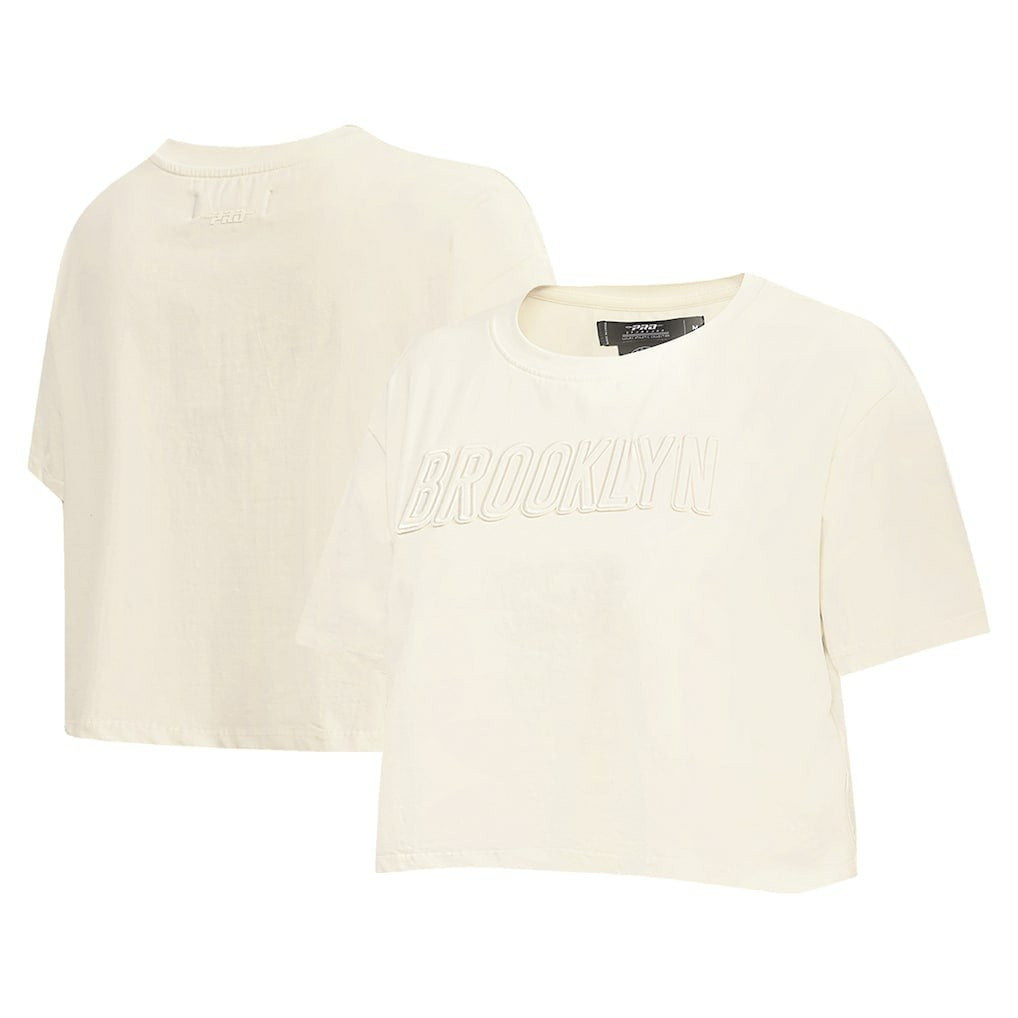 Brooklyn Nets Pro Standard Women's Neutral Boxy Crop T-Shirt - Cream cheap