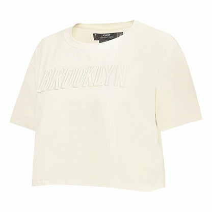 Brooklyn Nets Pro Standard Women's Neutral Boxy Crop T-Shirt - Cream cheap
