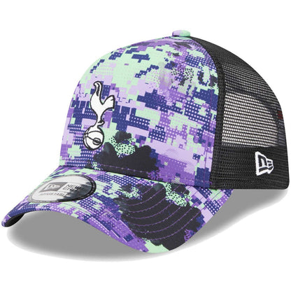 Tottenham Hotspur New Era Black Glitch All Over Print E-Frame Trucker Adjustable Hat | New Era shop