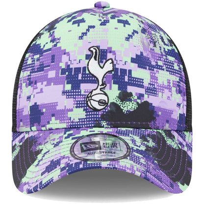 Tottenham Hotspur New Era Black Glitch All Over Print E-Frame Trucker Adjustable Hat | New Era shop