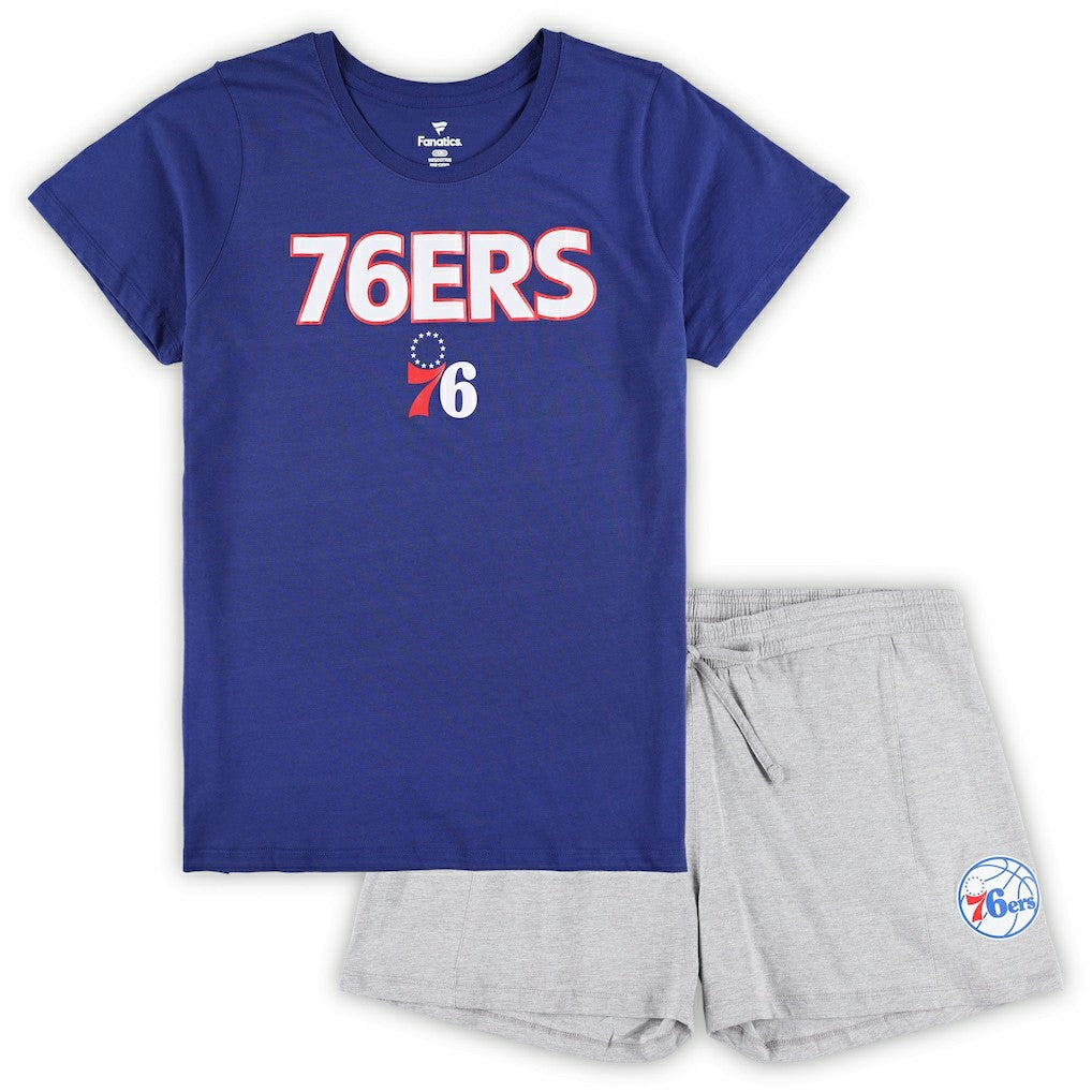 Philadelphia 76ers Women's Plus Size T-Shirt & Shorts Combo Set - Royal/Heather Gray | Fanatics on sale