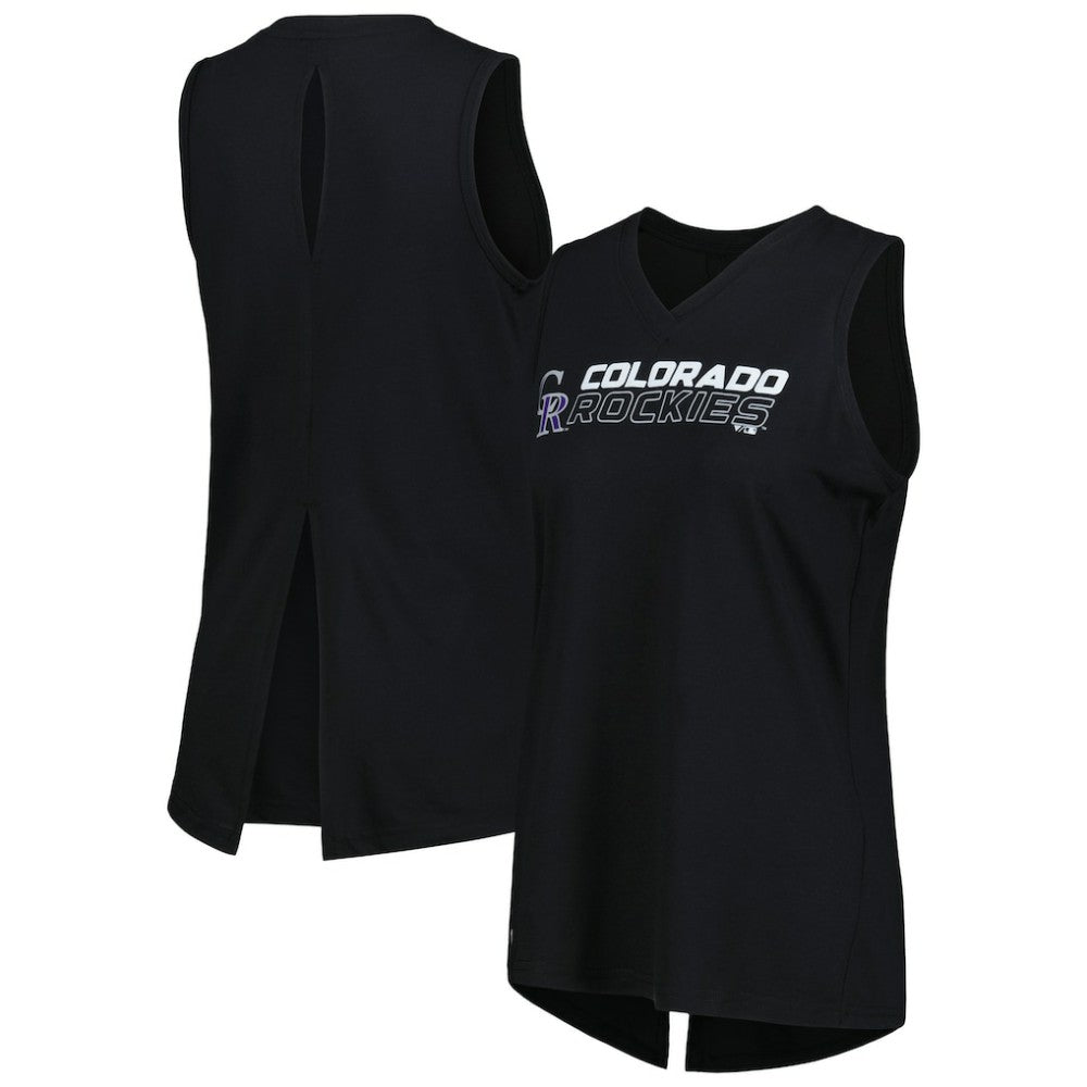 Colorado Rockies Levelwear Women's Paisley Chase V-Neck Tank Top - Black