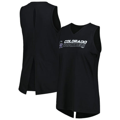 Colorado Rockies Levelwear Women's Paisley Chase V-Neck Tank Top - Black
