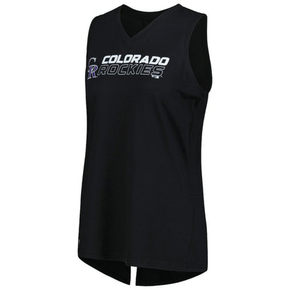 Colorado Rockies Levelwear Women's Paisley Chase V-Neck Tank Top - Black