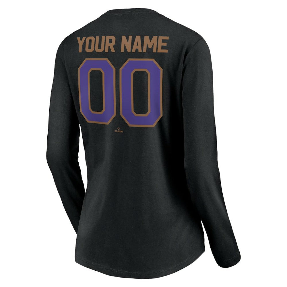 Arizona Diamondbacks Women's Cooperstown Collection Personalized Winning Streak Long Sleeve V-Neck T-Shirt - Black