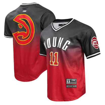 Trae Young Atlanta Hawks Post Ombre Name & Number T-Shirt - Black/Red on sale