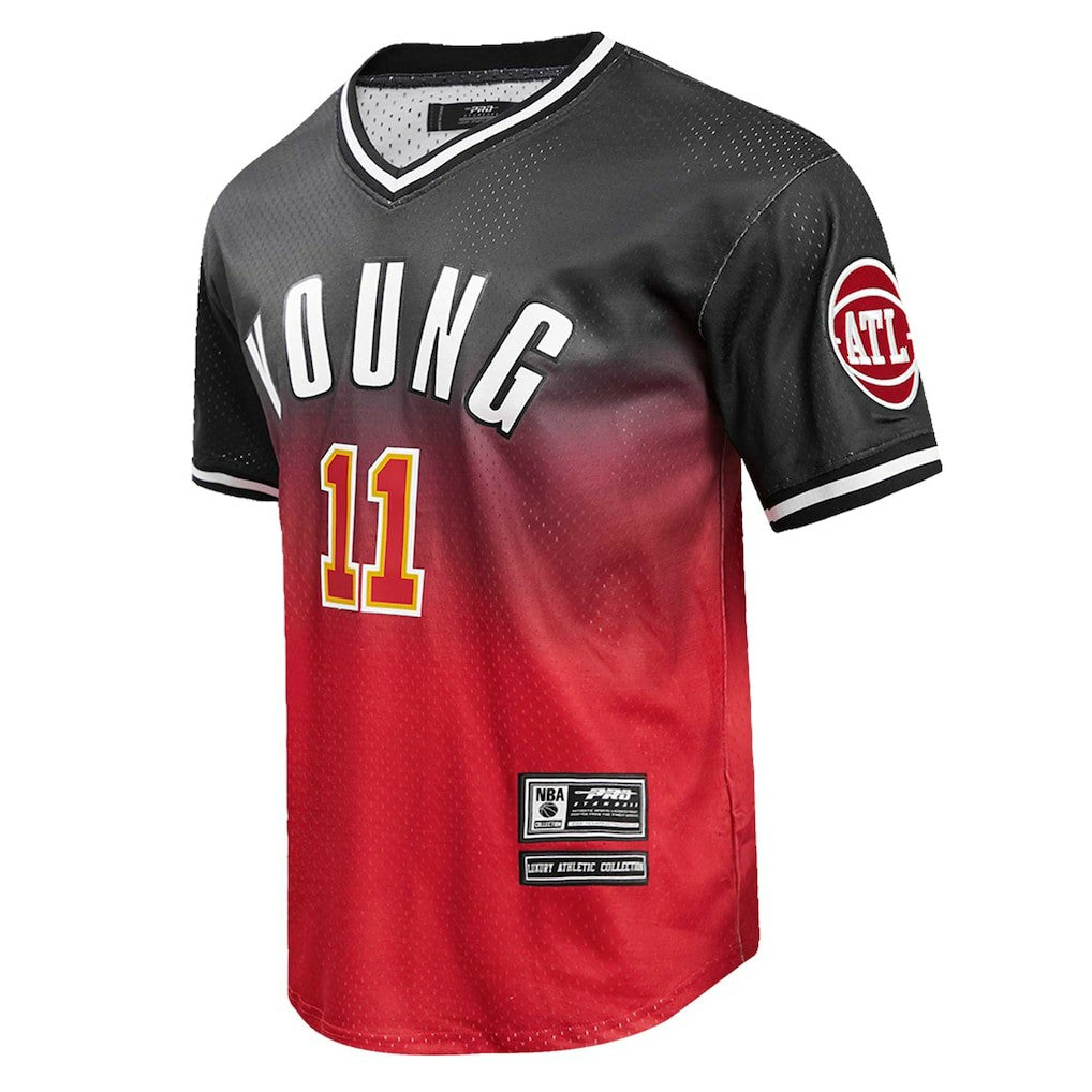 Trae Young Atlanta Hawks Post Ombre Name & Number T-Shirt - Black/Red on sale