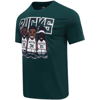 Giannis Antetokounmpo, Jrue Holiday, Khris Middleton Milwaukee Bucks Pro Standard Multi Lineup T-Shirt - Hunter Green sale
