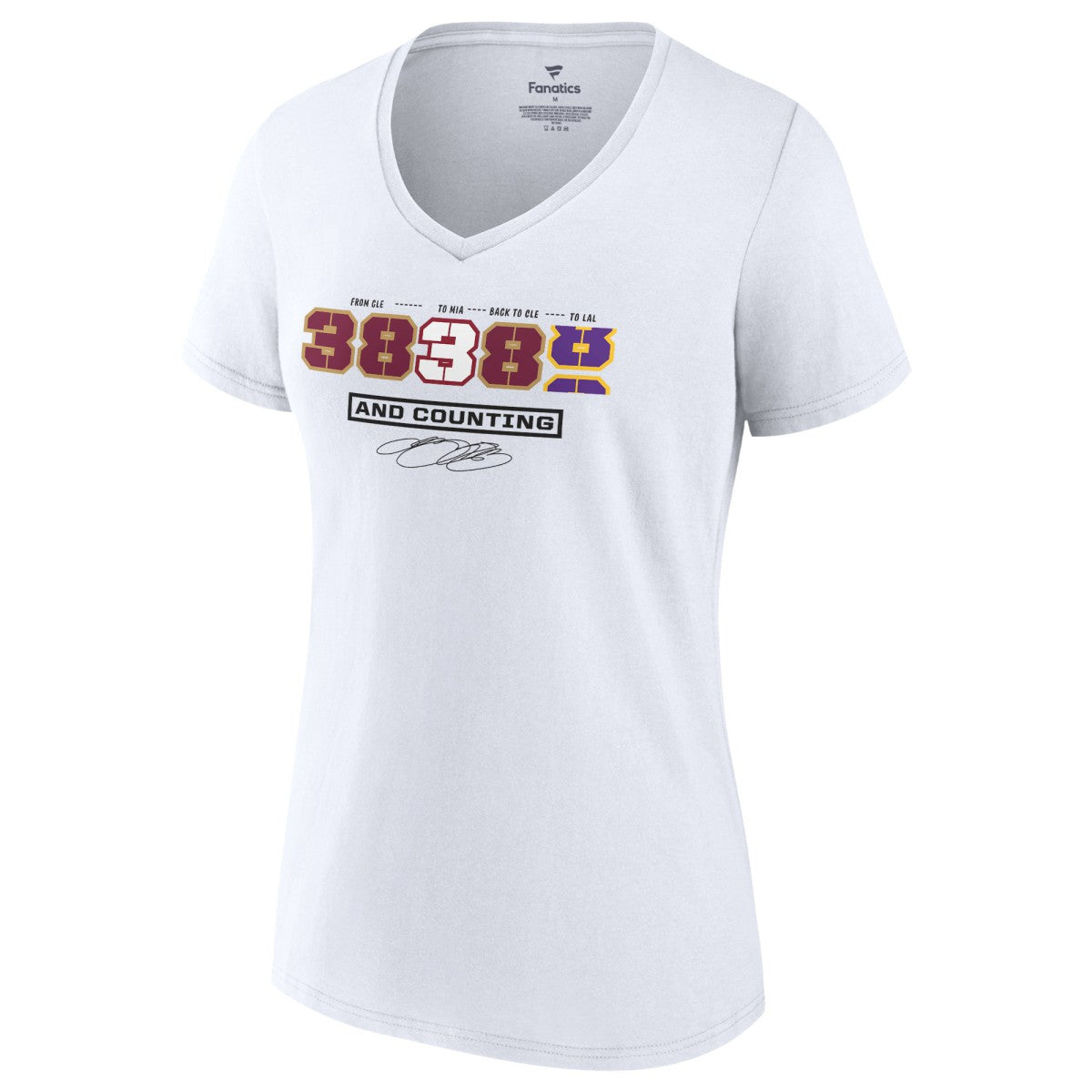LeBron James Women's NBA All-Time Scoring Record Split Points V-Neck T-Shirt - White online