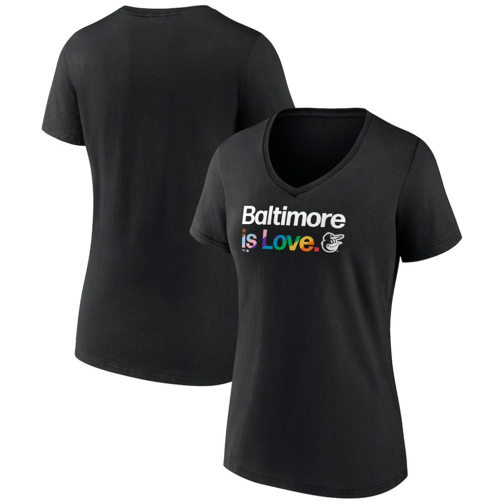 Baltimore Orioles Women's City Pride V-Neck T-Shirt - Black