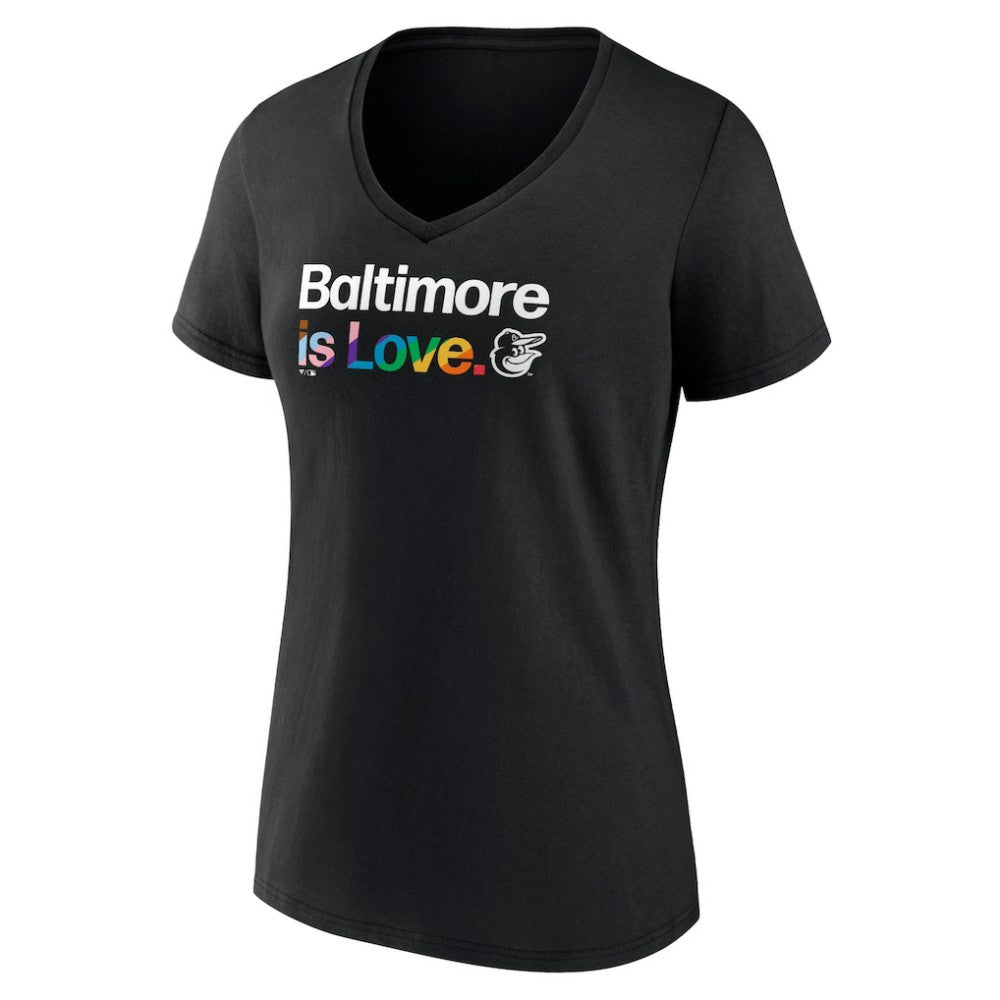 Baltimore Orioles Women's City Pride V-Neck T-Shirt - Black