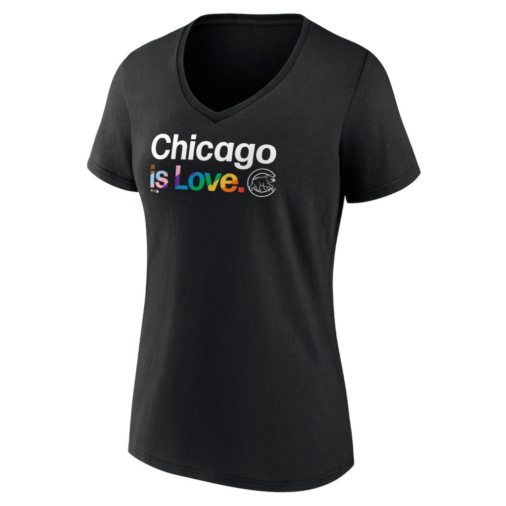 Chicago Cubs Women's City Pride V-Neck T-Shirt - Black