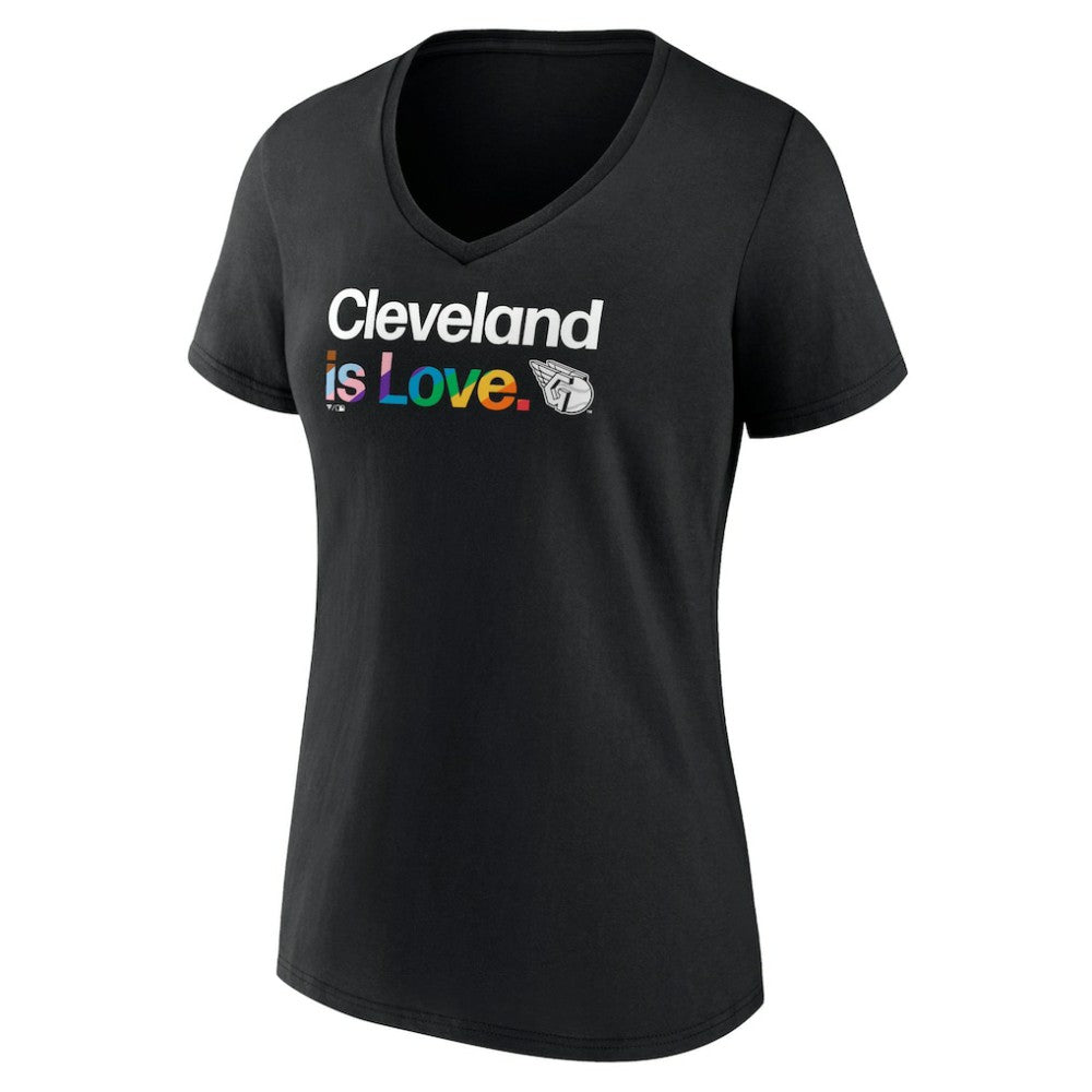 Cleveland Guardians Women's City Pride V-Neck T-Shirt - Black