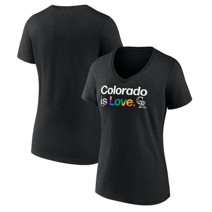 Colorado Rockies Women's City Pride V-Neck T-Shirt - Black