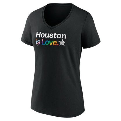 Houston Astros Women's City Pride V-Neck T-Shirt - Black