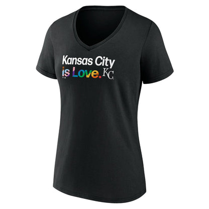 Kansas City Royals Women's City Pride V-Neck T-Shirt - Black