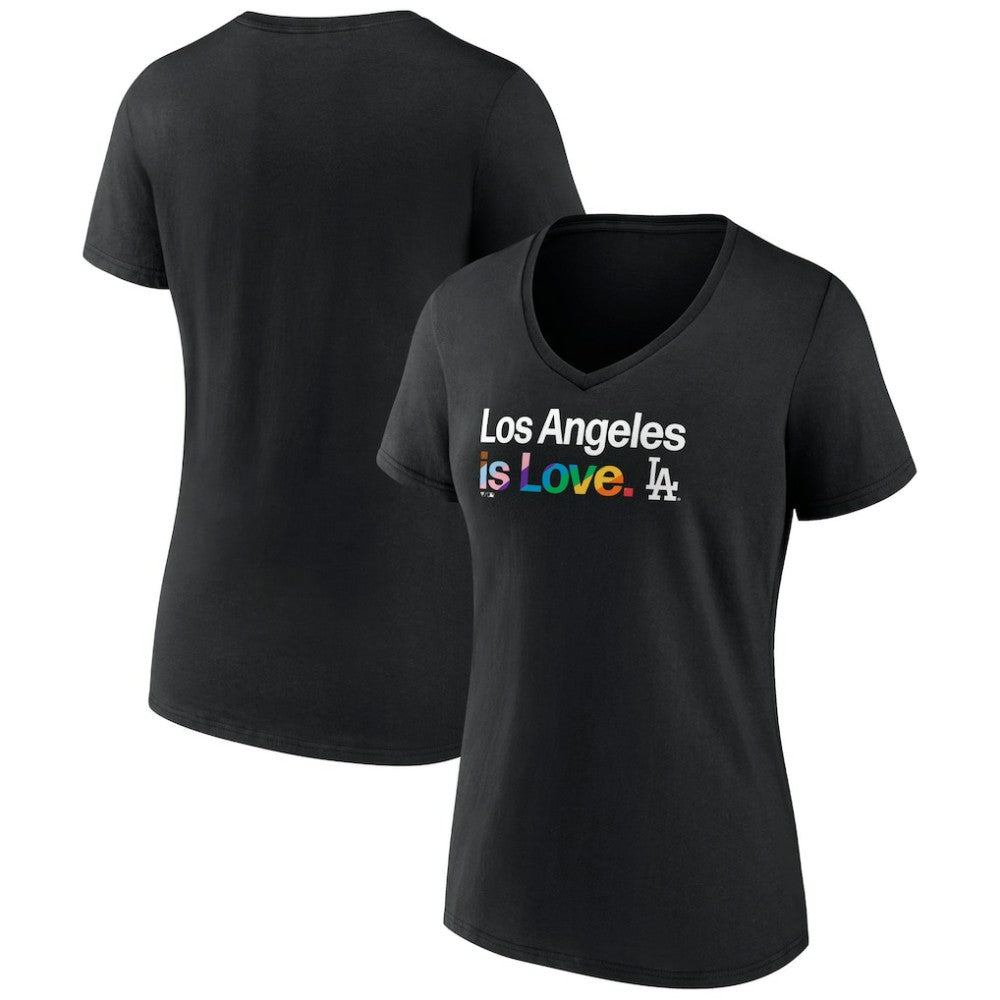 Los Angeles Dodgers Women's City Pride V-Neck T-Shirt - Black