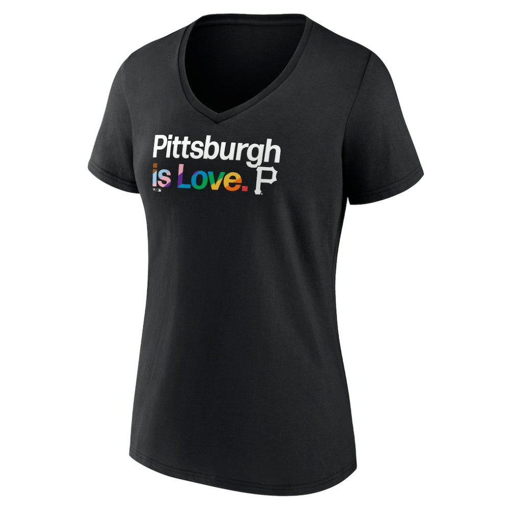 Pittsburgh Pirates Women's City Pride V-Neck T-Shirt - Black